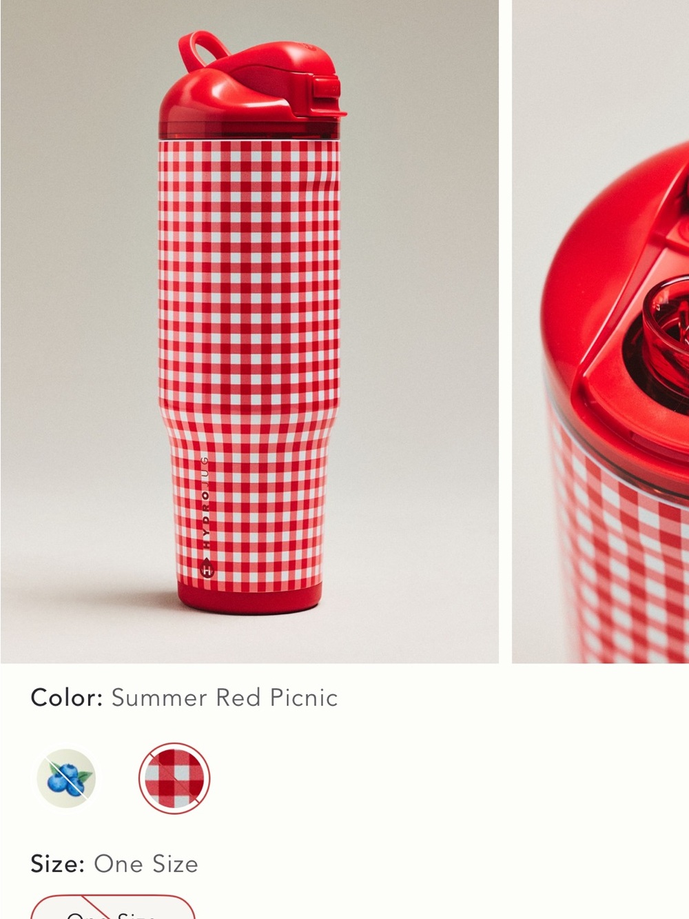 HydroJug Red Gingham Insulated Travel Bottle